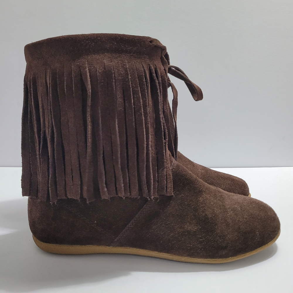 Nine West Fringe Suede Booties - Brown